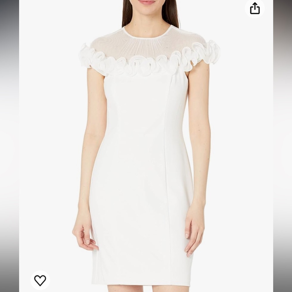 ADRIANNA PAPELL
Women's Ruffle-Trim Crepe Sheath Dress in Ivory